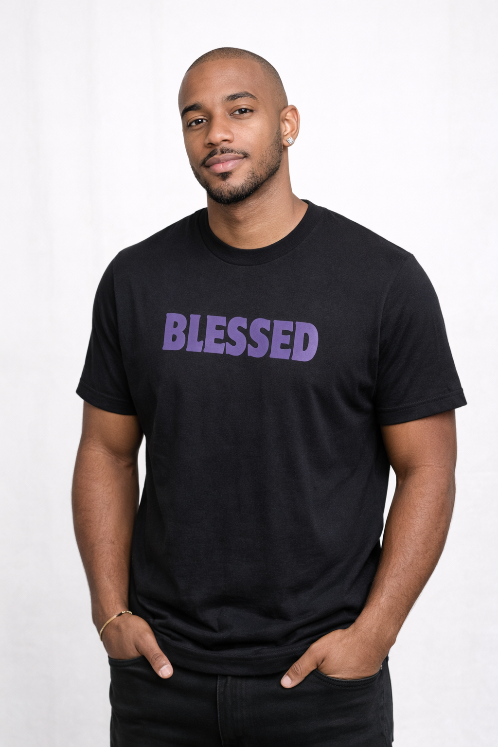 BLESSED black and purple TSHIRT