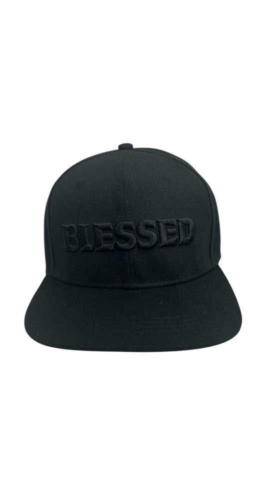 BLESSED Snapback Hat - Black on Black