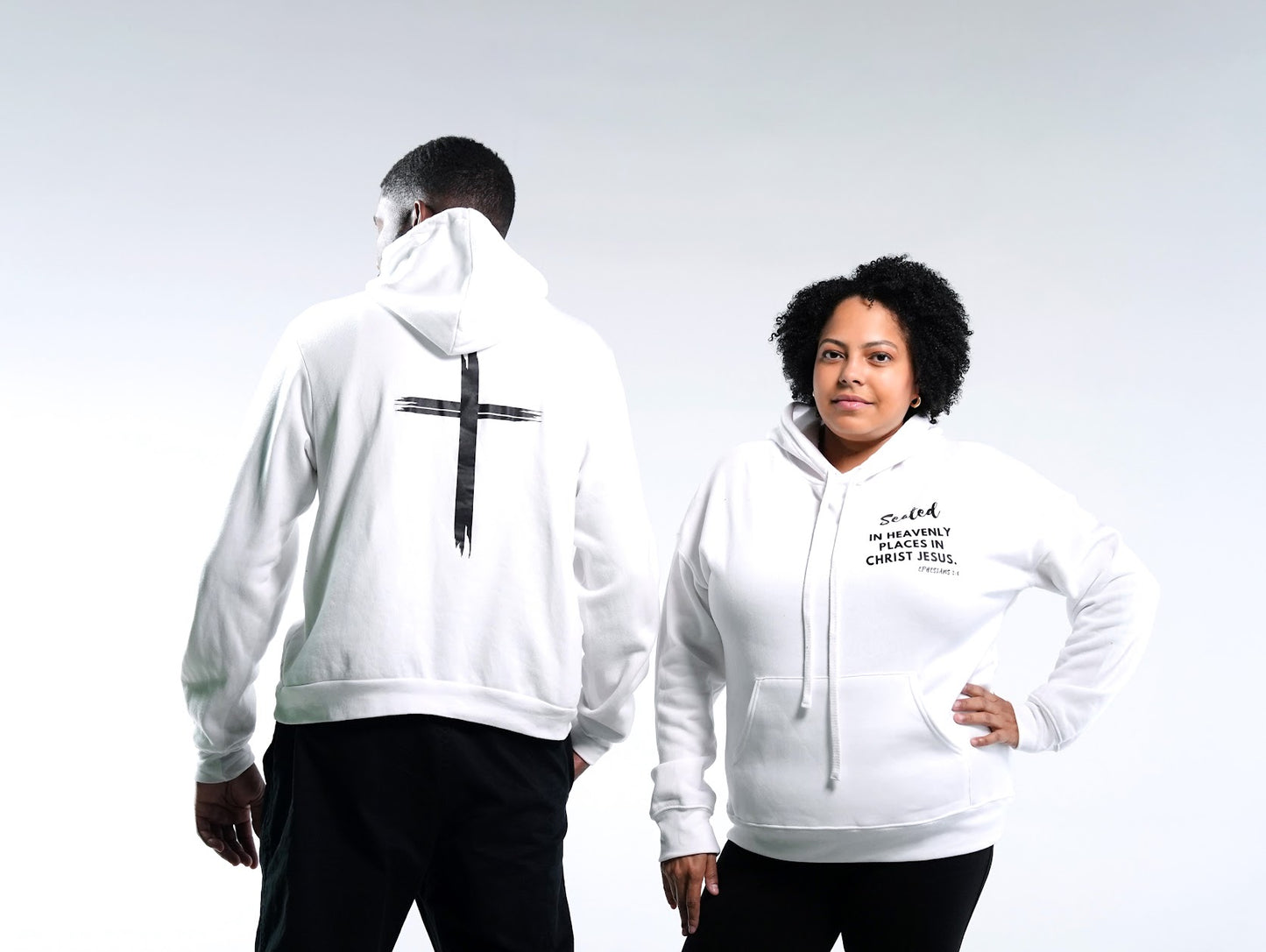 Seated Unisex White Hoodie