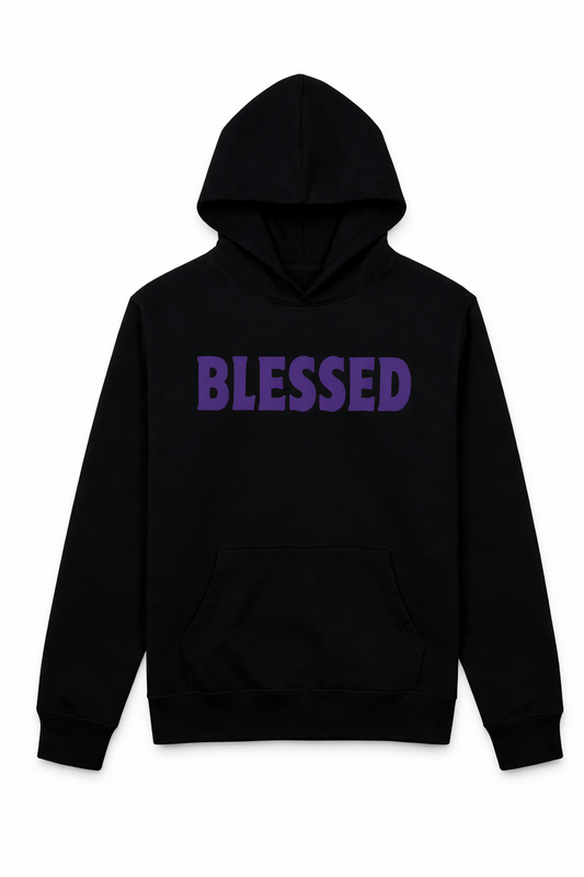 BLESSED hoodie in Black and Purple