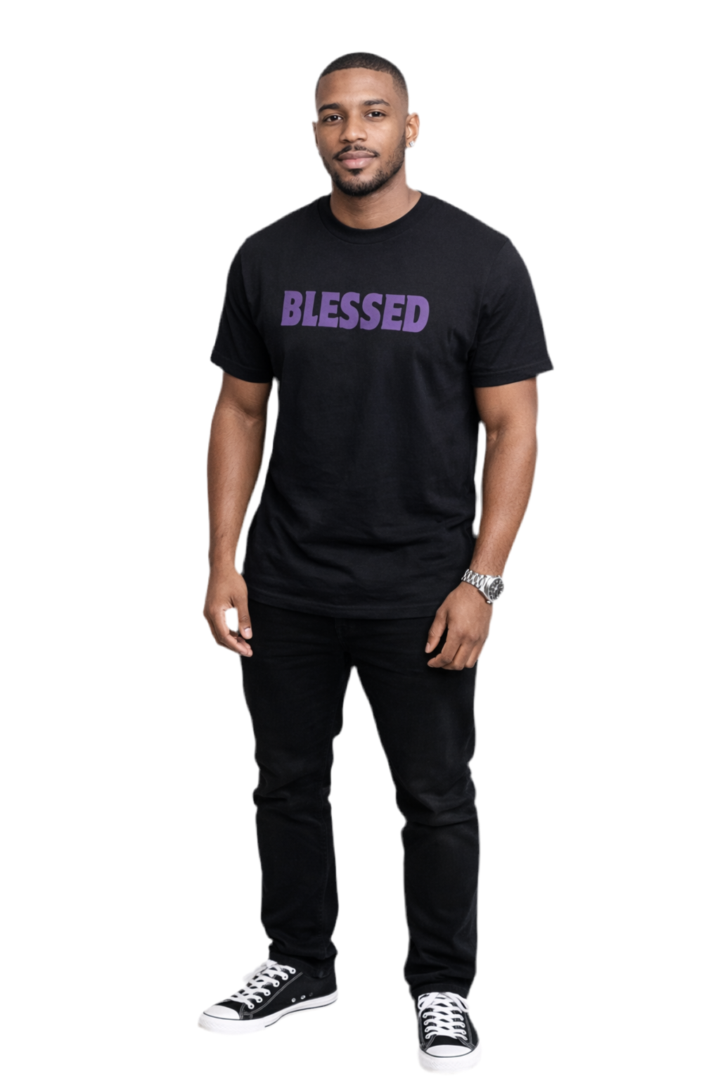 BLESSED black and purple TSHIRT