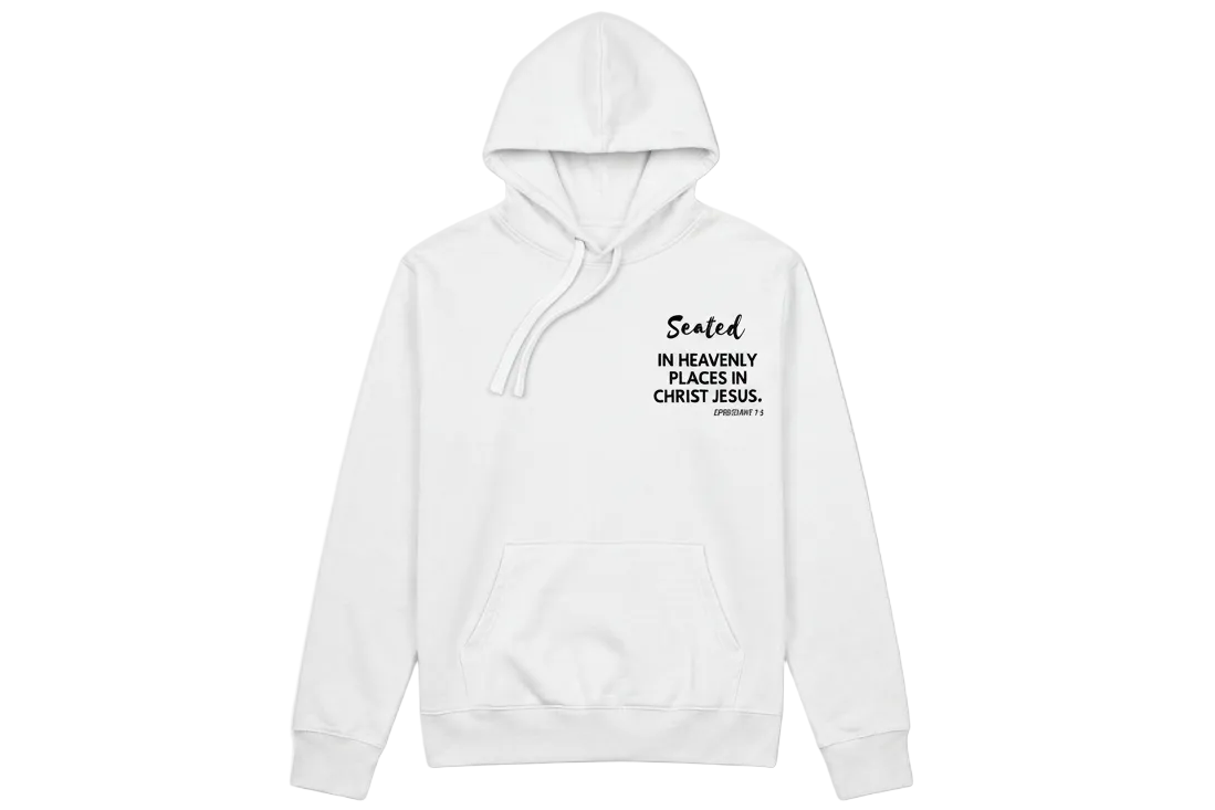 Seated Unisex White Hoodie