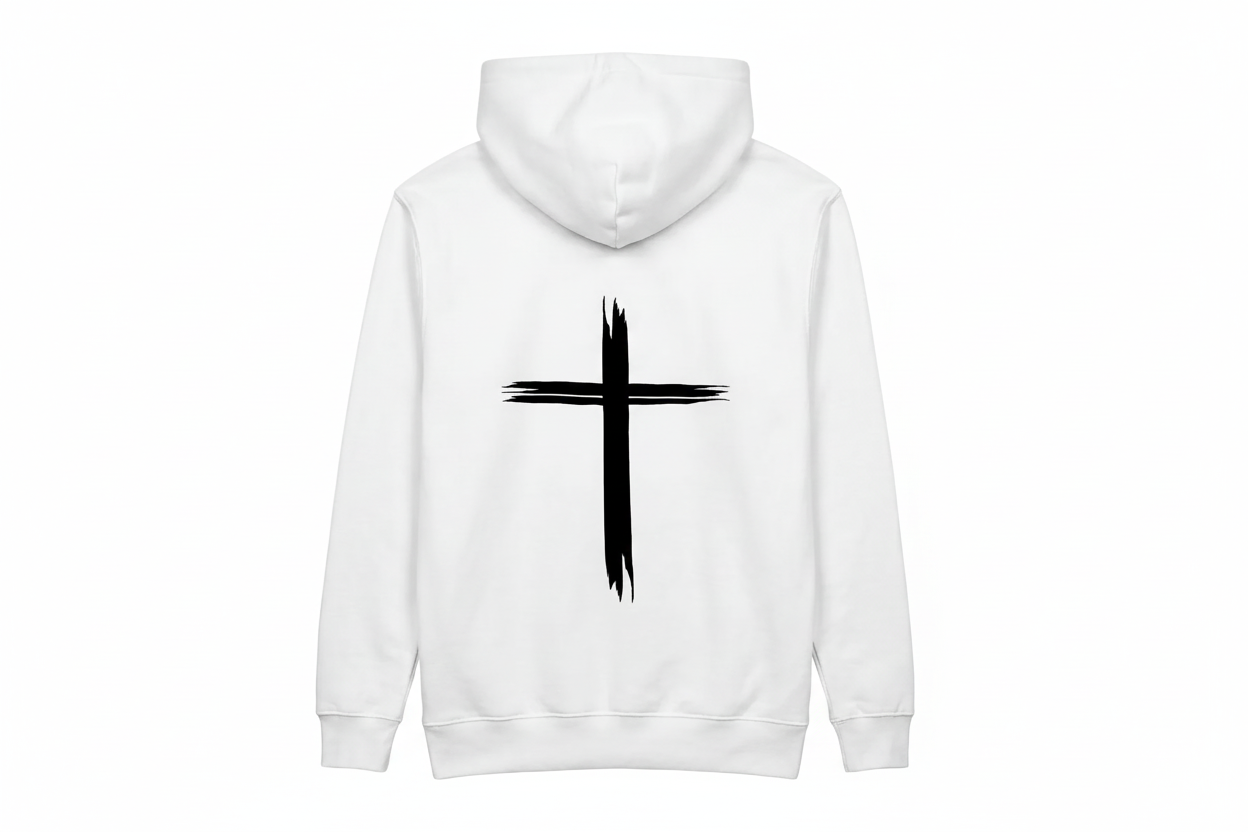 Seated Unisex White Hoodie