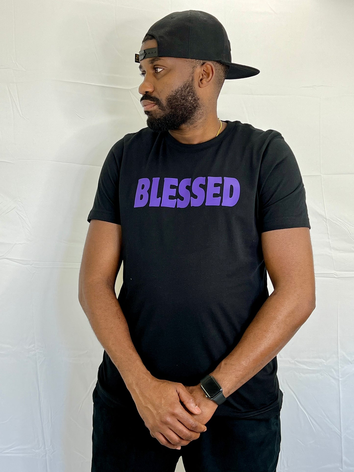 BLESSED black and purple TSHIRT